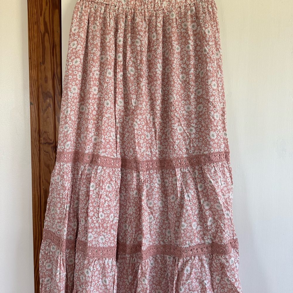 Floral Pink Maxi Skirt - Picture 3 of 4